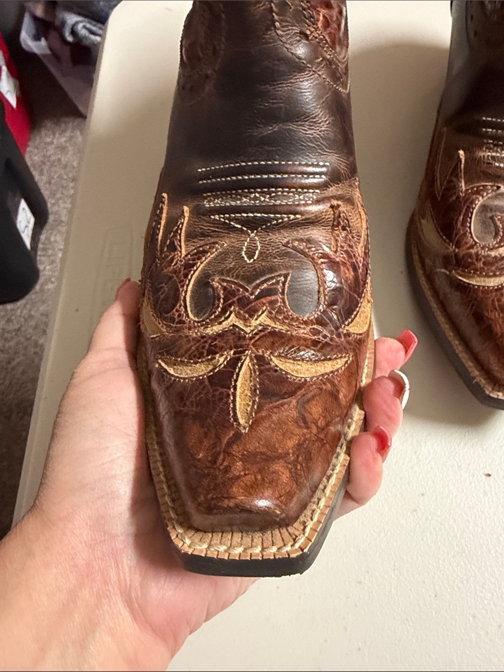 Ariat Distressed Dahlia Western Brown Heeled Boots - Picture 7 of 8